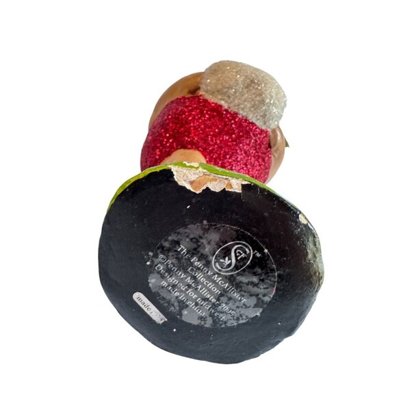 2004 Penny Mcallister Paper Mache Girl with Muff Christmas Figurine Folk Art - Picture 6 of 6